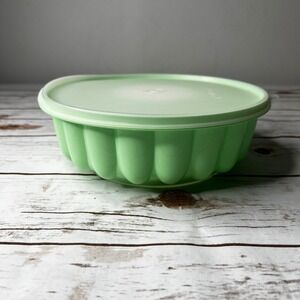 Tupperware Jel-Ring Mold Mint Green Sheer White 3‎ Piece Set 9.5 Inch